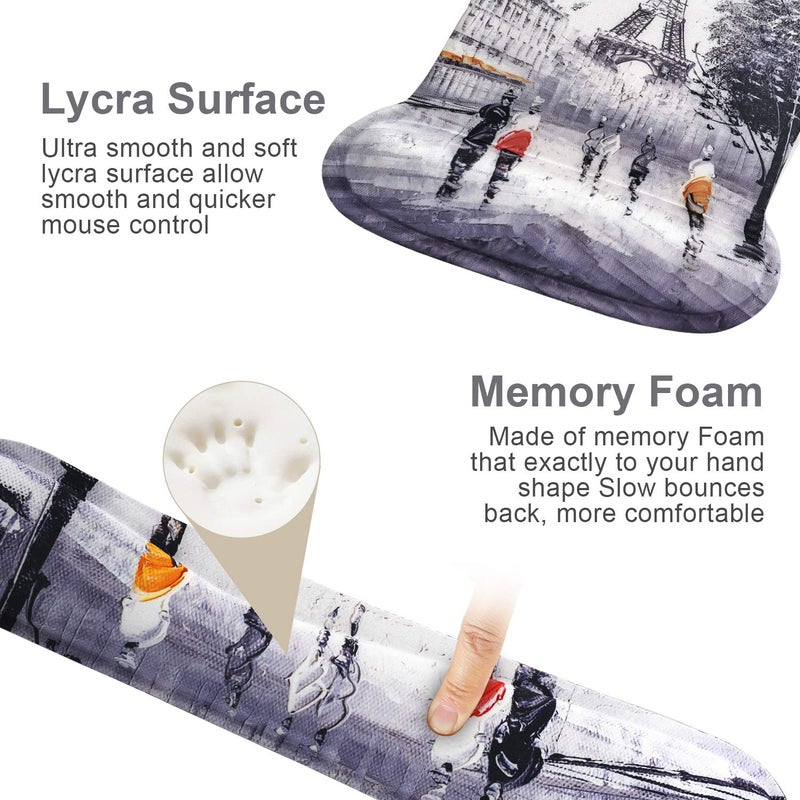 iVeze Mouse Pad with Wrist Support and Keyboard Wrist Rest Pad Set,Ergonomic Mouse Pads for Computers Laptop,Non-Slip Comfortable Mousepad w/Raised Memory Foam for Easy Typing Pain Relief (Eiffel Tower) - Image 4